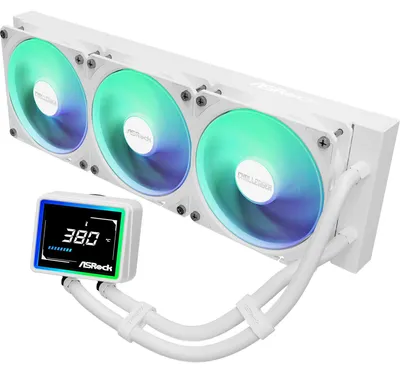 Produktbild von Asrock Challenger White 360 Digital, All-in-One-Flüssigkeitskühler, 12 cm, 1200 RPM, Weiß