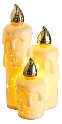 Image de Bougies LED en céramique Trio de bougies Bougie de Noël Bougie de décoration Fonctionnant sur piles