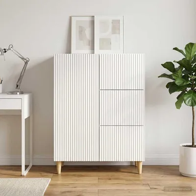 Immagine prodotto di Maison Exclusive - Credenza bianca lucida 66 x 34,5 x 90 cm in materiale derivato dal legno
