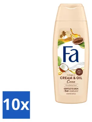 Obrázok produktu pre 10 kusov sprchového gélu Fa Cream & Oil s kakaovým maslom a kokosovým olejom, 250 ml - výhodný balík