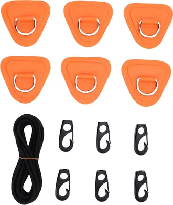 Produktbild von Edelstahl D Ring Patch Kit Dreieck mit elastischen Kabelhaken PVC für aufblasbare Bootsfloß -Dinghy -Kajak -Kanu -Surfbrett Orange