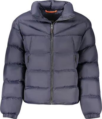 Image de Veste bleue pour hommes : coupe décontractée, fermeture éclair & matière recyclée