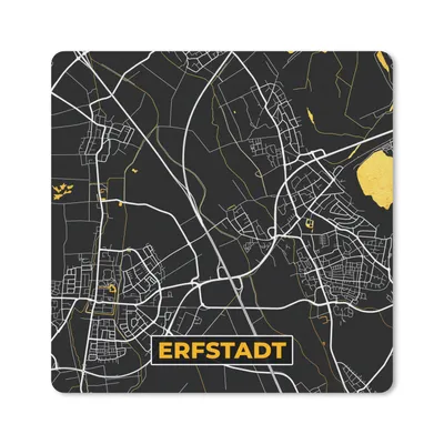 Produktbild von MuchoWow® Mauspad Mousepad Schwarz und Gold - Stadtplan - Erfstadt - Deutschland - Karte 20x20 cm - Mousepads - Maus Mat - Pad - Mausunterlage - Desk Mat - Bureauartikeln