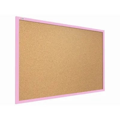 Obrázek produktu pro Korková nástěnka v barevném dřevěném rámu 90x60 cm – Růžová