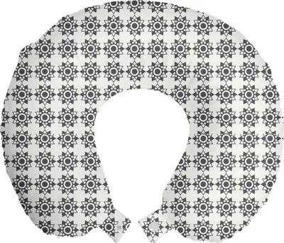 Produktbild von ABAKUHAUS Abstrakt Reisekissen Nackenstütze, Zipfel Petals Zusammensetzung, Schaumstoff Reiseartikel für Flugzeug und Auto, 30x30 cm, Ivory schwachgrau