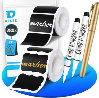 Produktbild von Famanu Selbstklebende Etiketten Wasserfest - 280 Stück + 2 Stifte