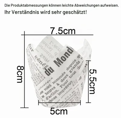Zdjęcie produktu dla Papierowe foremki do muffinek, 150 sztuk, białe, wzór gazetowy