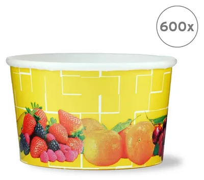 Produktbild von 600x Eisbecher, Eis- Pappbecher, Früchtebecher mit 260 ml Füllvolumen