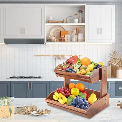 Produktbild von Famanu Obstkorb mit 2 Etagen - Multifunktionale Obstschale für Küchenaufbewahrung