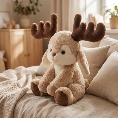Produktbild von Niedliche Cartoon Elch Plüschtier Kuscheltier Weihnachtsdeko - Größe: 35cm