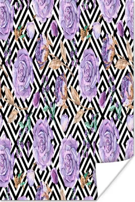 Produktbild von MuchoWow® Poster Blumen - Flieder - Rosen 60x90 cm - Wanddekoration