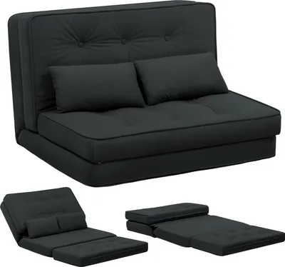 Produktbild von COMHOMA Relaxsessel Bodensofa Klappbar Bodensessel mit Schlaffunktion Lazy Sofa, gepolsert mit 5-stufig Verstellbarer Rückenlehne schwarz