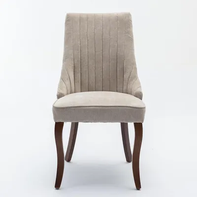Produktbild von 2-Stück Esszimmerstuhl Rayon-Stoff-Beflockung Leinen Küchenstühle Freizeitstühle Beige