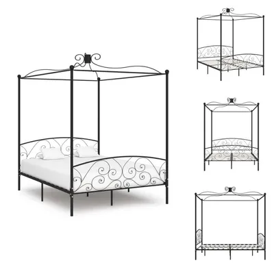 Immagine prodotto di vidaXL Struttura letto a baldacchino in metallo nero 180 x 200 cm - Letti e strutture letto