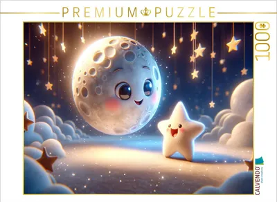 Produktbild von CALVENDO Puzzle Mondgespräche: Der kleine Stern und der Mond | 1000 Teile Lege-Größe 64x48cm Foto-Puzzle für glückliche Stunden
