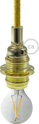 Image de Kit Creative-Cables pour douille E14 en métal avec double bague pour abat-jour - Cylindrique, laiton