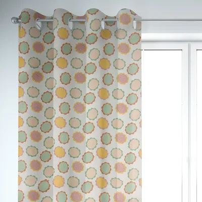 Produktbild von SCHÖNER LEBEN. Vorhang wollweiß mit Blumen Blüten bunt 245cm oder Wunschlänge Aufhängung Ösen