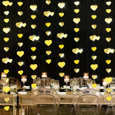 Productafbeelding van Harten slinger voor feestdecoratie - 4 stuks - Gouden decoratie voor bruiloft, verloving, jubileum, Valentijnsdag en verjaardagen