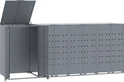 Produktbild von vidaXL Mülltonnenbox für 4 Tonnen Grau 276x79x117 cm Stahl