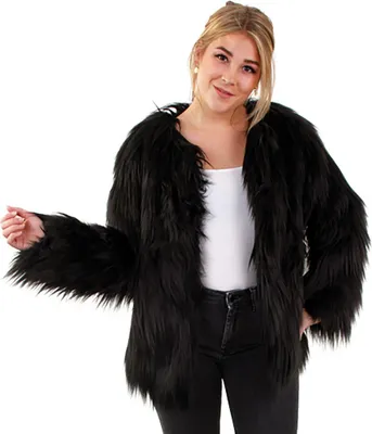 Produktbild von Pelzmantel langes Haar schwarz 36-38