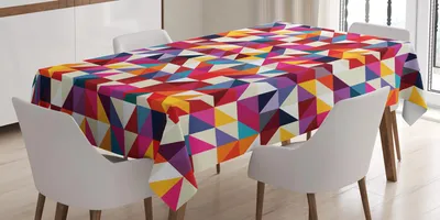 Obrázek produktu pro ABAKUHAUS Geometrický ubrus, styl Bauhaus Geometrický vzor s patchworkem trojúhelníků a kosočtverců, 140 x 200 cm, vícebarevný