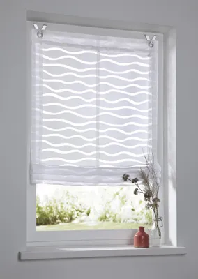 Produktbild von Raffrollo Enya weiss mit Ösen Raffgardine Ausbrenner Welle halbtransparent B 45 x H 140 cm