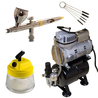 Produktbild von H&S Evolution 121233 und Sparmax TC-610H-n Kompressor - Modellbau - Airbrush Set 07