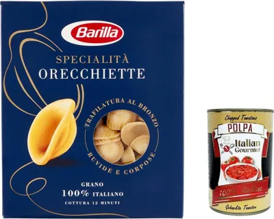 Produktbild von 20x Pasta Barilla Specialità Orecchiette Pugliesi, 100% italienisch Nudeln 500 g pack + Italian Gourmet polpa 400g