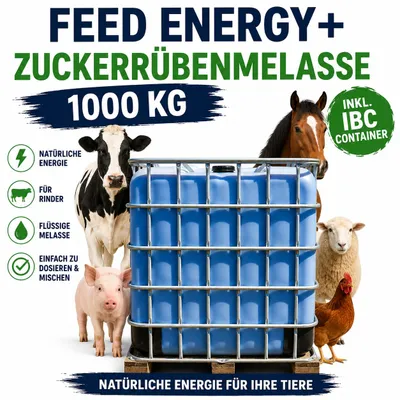 Productafbeelding van FEED ENERGY+ Vloeibare bietenmelasse voor rundvee – grondstof voor diervoeder – 1000 kg, AI-gegenereerde afbeelding