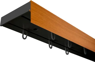 Produktbild von SN Deco - Vorhangschiene SH Set, 3-läufig, schwarz 300 cm, vorgebohrt, m. Blende, Kirsch, 7.5 cm, Komplettes Zubehör und Röllchen