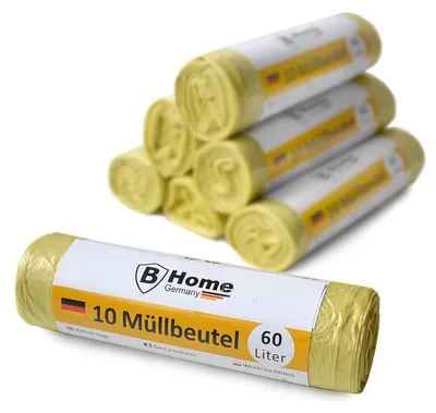 Image de Sacs poubelle/poubelle de qualité supérieure de différentes tailles Adaptés à tous les besoins 60 litres Rouleau de 10 - Jaune