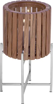Produktbild von Fink BERKLEY, Windlicht ohne Glas, Akazienholz, glatt, braun, silberfarben, L. 23 cm, B. 23 cm, H. 43 cm, D. 25 cm Höhe: 43.00 cm Breite: 23.00 cm Tiefe: 23.00cm Durchmesser: 24.50 cm 146254