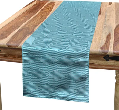 Produktbild von ABAKUHAUS Geometrisch Tischläufer, Retro Style Triangles Gebildet von Zick-Zack-Linien in wiederholendes Muster, 40 x 180 cm, Pale Himmelblau Hellblau