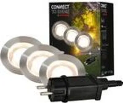 Produktbild von BRILONER Connect to Shine 3er Set Bodeneinbauleuchten, Starterset, Warmweißes Licht, IP67 Wasserfest, Warmweißes Licht, silberfarbig, 4,5 x 4,5 x 2,6 cm