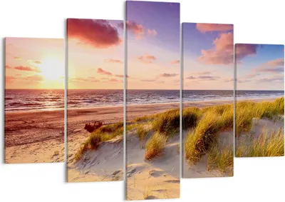 Produktbild von Bild auf Leinwand - Leinwandbild - Meer Strand Düne - 150x100cm - Wand Bild - Wanddeko - Leinwanddruck - Bilder - Kunstdruck - Wanddekoration - Leinwand bilder - Wandkunst - EA150x100-3540