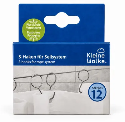 Produktbild von Kleine Wolke S-Haken 12 Stück Chromfarbig Seilsystem Duschvorhanghaken