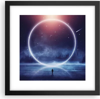 Produktbild von Gerahmtes Poster - Schwarzer Rahmen - Fantasie Ring Kosmos - 30x30 cm - Wand Bild - Wanddeko - Wandbilder - Kunstposter - Wandposter - Bilderrahmen - Bilder - Kunstdruck - P2BAC30x30-4664
