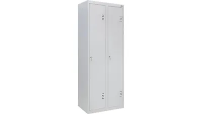 Zdjęcie produktu dla UHL-MASH Szafa Metalowa Ubraniowa SO-400/2 180x80x50cm Dwudrzwiowa Socjalna BHP Pracownicza Szkolna Do szatni Klucz Otwory wentylacyjne Szara