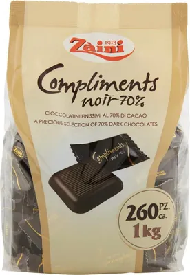 Produktbild von Zaini Compliments Noir Pralinen mit 70% Kakao ca. 260 Stück Schokolade in einem 1Kg-Beutel