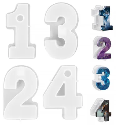 Image de Moules en silicone pour chiffres de 1 à 4, supports à bougies, décorations de Noël faites maison, ensemble de 4