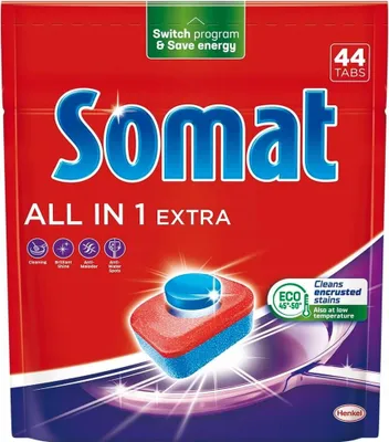 Zdjęcie produktu dla SOMAT All in 1 Extra Tabletki do mycia naczyń w zmywarkach 730 g (44 sztuki)
