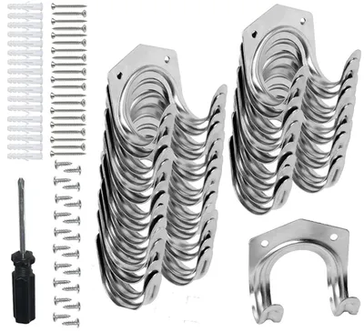 Produktbild von TRANKIELO® - 20 Stück Werkzeughalterungshaken – robuste Wandhaken für Garage, Werkstatt und Lagerraum – inklusive Schrauben