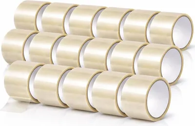 Obrázok produktu pre 18 kotúčov PP lepiacej pásky transparentnej 48 mm x 66 m - silná balíková páska, odolná proti roztrhnutiu, odolná voči teplote, baliaca páska na prepravu, kartón, skladovanie - baliaca páska na balíky - balíková lepiaca páska