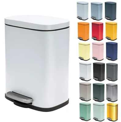Image de Poubelle à pédale - 5 litres - Acier inoxydable - Blanc mat