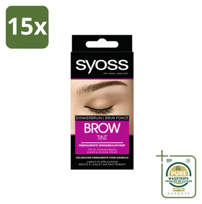 Productafbeelding van 15 x SYOSS Brow Tint wenkbrauwverf - Donkerbruin - Voorraadverpakking - 15 stuks