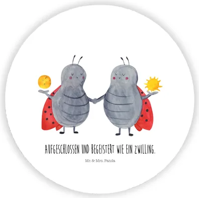 Produktbild von Mr. & Mrs. Panda magnet Sternzeichen Zwilling - Weiß - Geschenk, pinnwand, für magnettafel, Zwillingsbruder, Marienkäfer, kühlschrank, Kühlschrankmagnet, Zwillinge