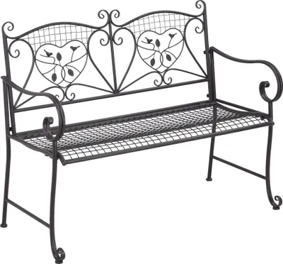 Produktbild von Outsunny ławka ogrodowa 2-osobowa ławka parkowa ławka z oparciem do 220 kg meble ogrodowe odporna na warunki atmosferyczne antyczna kawa metalowa 114 x 53,3 x 91 cm