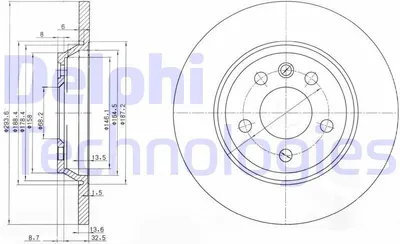 Produktbild von 2x DELPHI Bremsscheibe BG3518 für VW SHARAN (7M8 7M9 7M6) 41mm 294mm