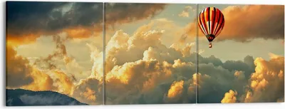 Produktbild von Bild auf Leinwand - Leinwandbild - Wolken Ballon Flug - 150x50cm - Wand Bild - Wanddeko - Leinwanddruck - Bilder - Kunstdruck - Wanddekoration - Leinwand bilder - Wandkunst - CA150x50-3791