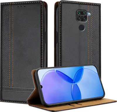Obrázek produktu pro Pouzdro pro Xiaomi Redmi Note 9 kožené flipové pouzdro s funkcí stojánku černé